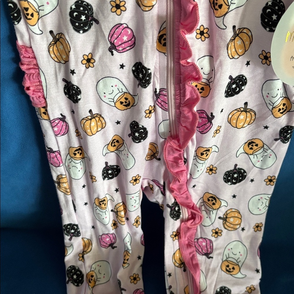 Milkberry Baby Girl Bamboo Halloween Set 6-9 Months with Bow headband - Picture 4 of 5